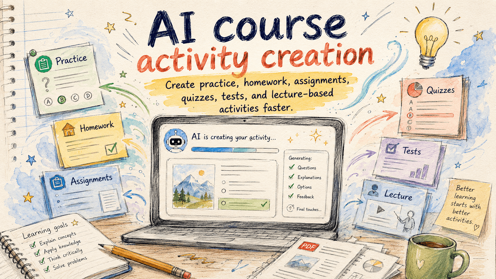 AI course activity creation feature preview