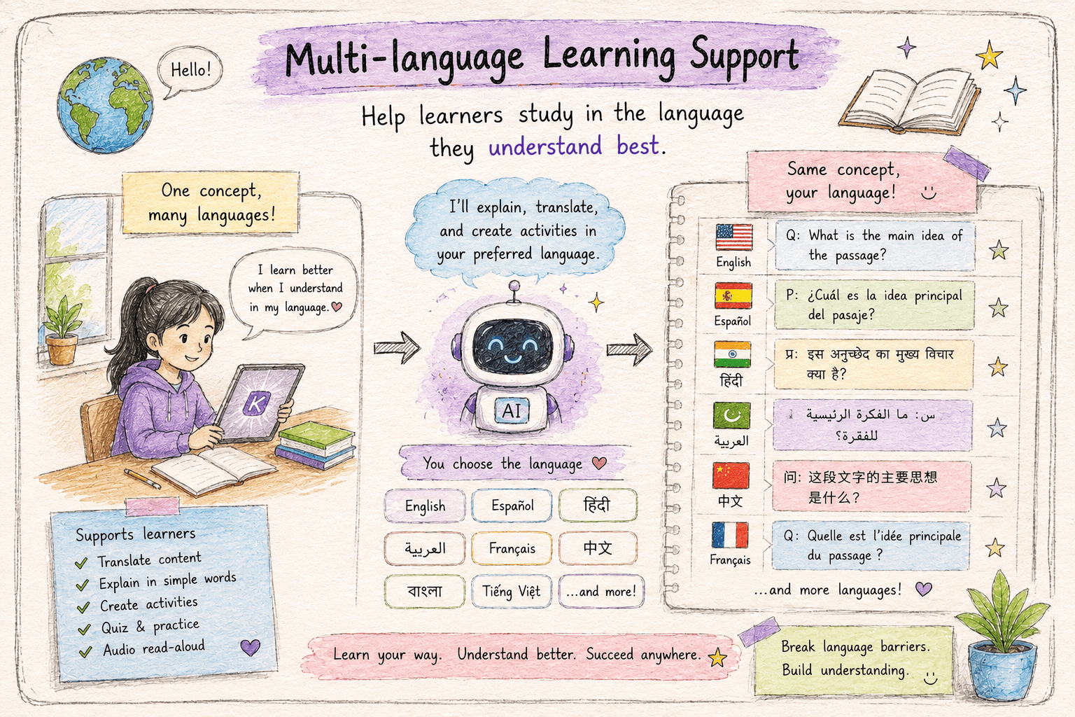 Multi-language learning support feature preview